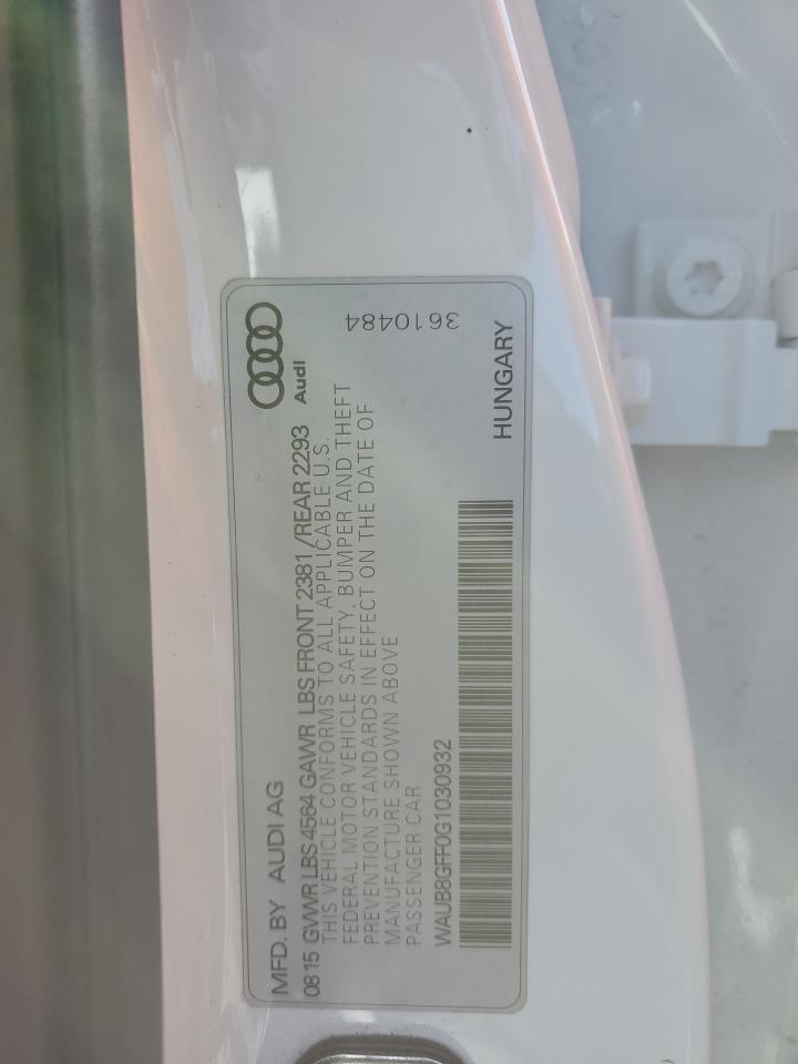 2016 Audi A3 Premium VIN: WAUB8GFF0G1030932 Lot: 91988005