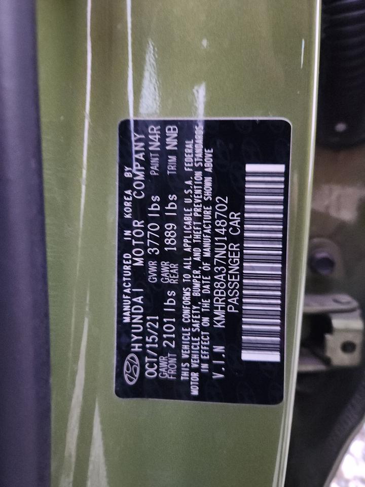 2022 Hyundai Venue Se VIN: KMHRB8A37NU148702 Lot: 91227895