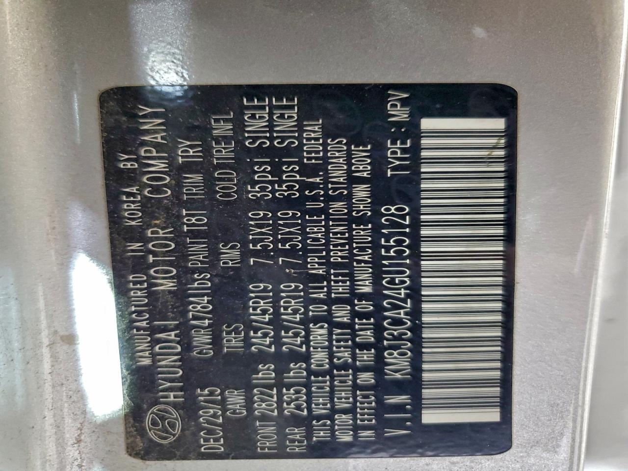 2016 Hyundai Tucson Limited VIN: KM8J3CA24GU155128 Lot: 93818585