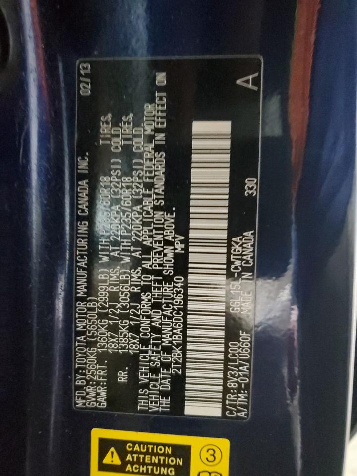 2013 Lexus Rx 350 Base VIN: 2T2BK1BA6DC196340 Lot: 93063865