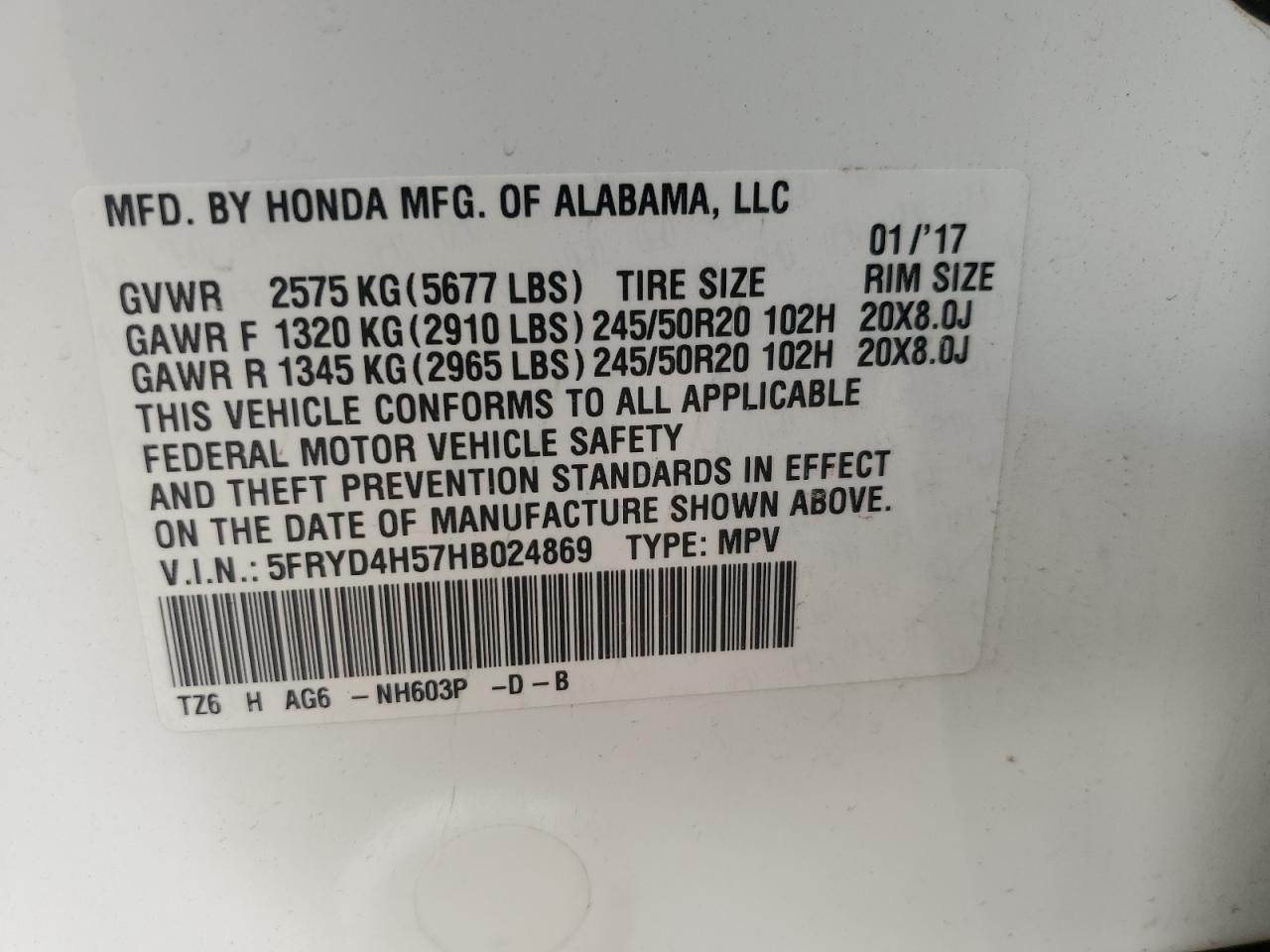 2017 Acura Mdx Technology VIN: 5FRYD4H57HB024869 Lot: 92186365