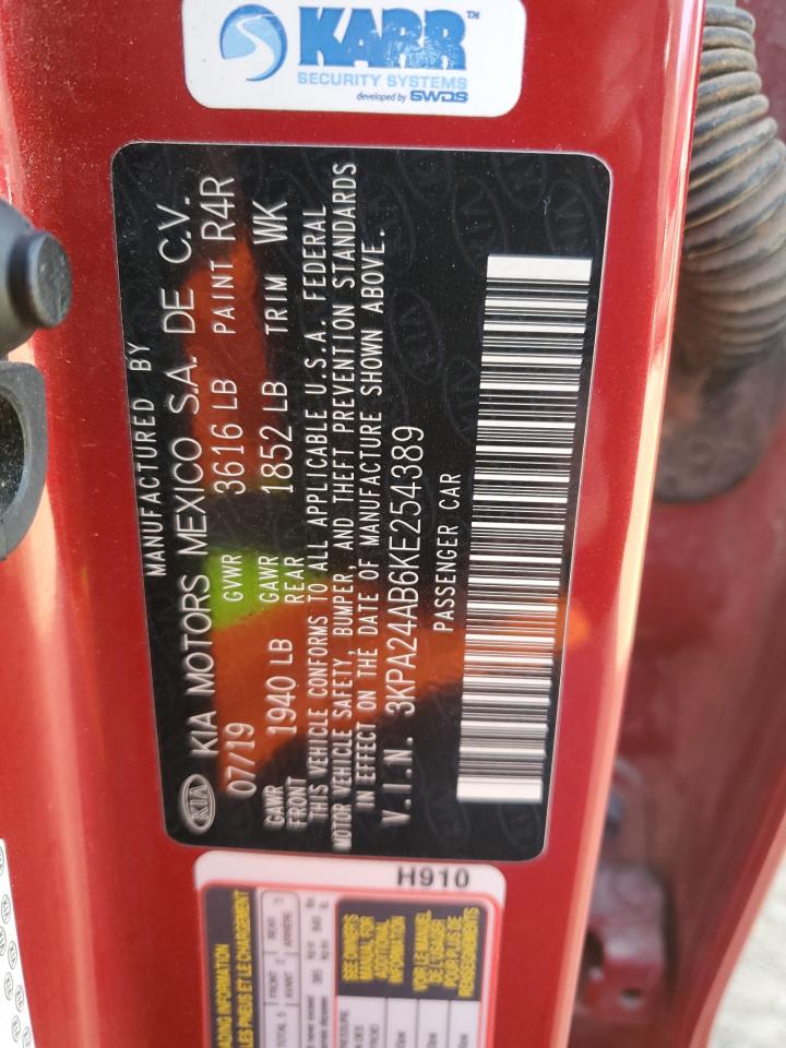 2019 Kia Rio S VIN: 3KPA24AB6KE254389 Lot: 92116925