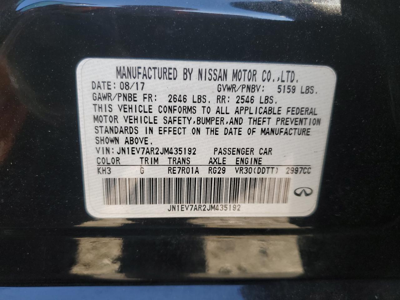 2018 Infiniti Q50 Luxe VIN: JN1EV7AR2JM435192 Lot: 92925845