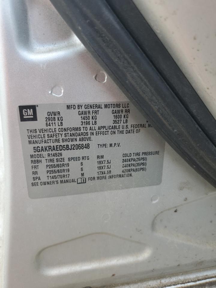 2011 Buick Enclave Cx VIN: 5GAKRAED5BJ206848 Lot: 92945625