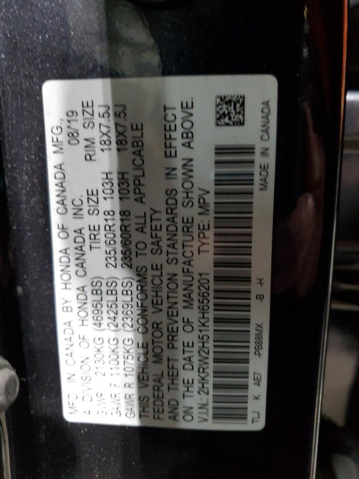 2019 Honda Cr-V Ex VIN: 2HKRW2H51KH656201 Lot: 92372215