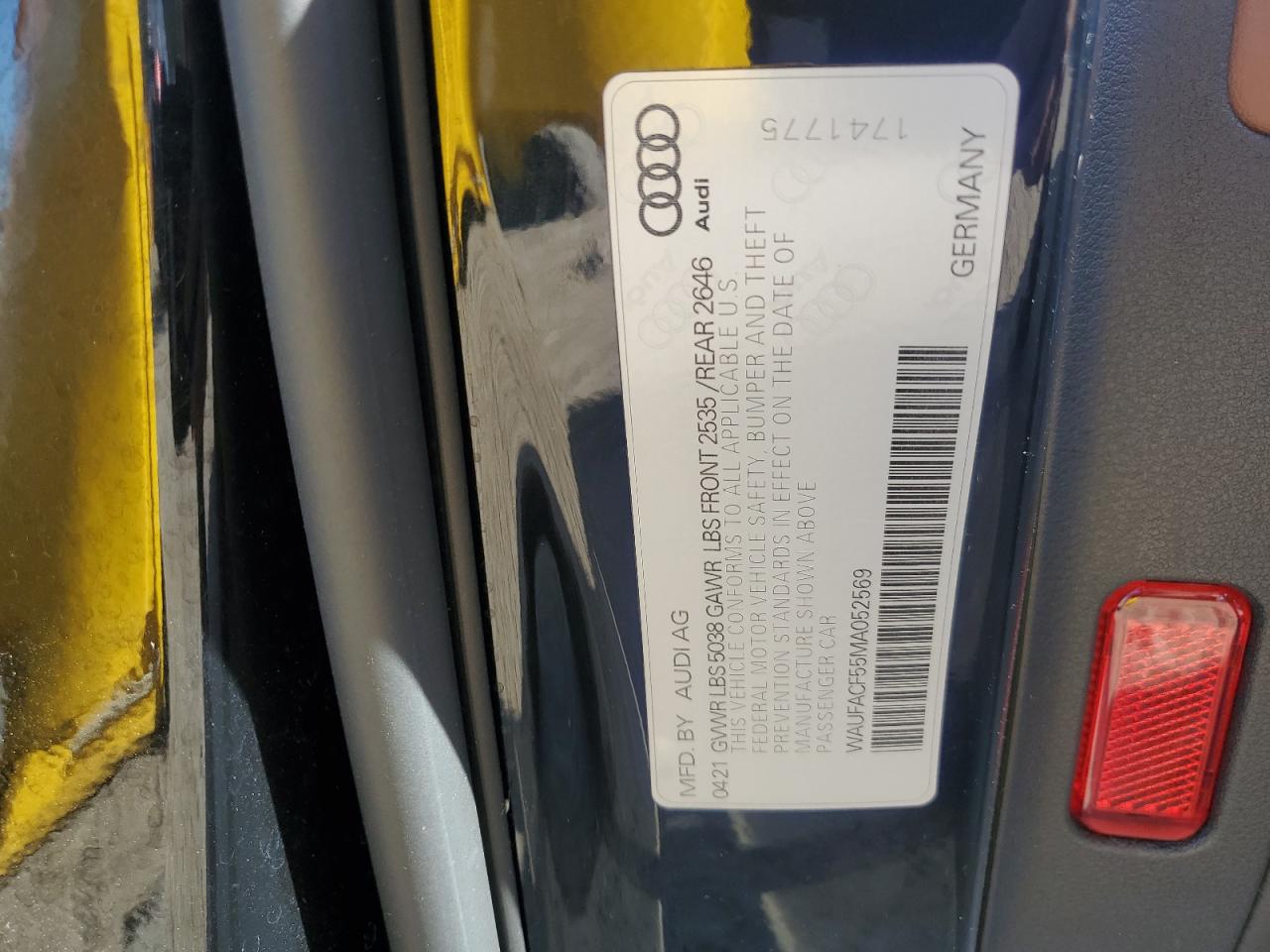 2021 Audi A5 Premium Plus 45 VIN: WAUFACF55MA052569 Lot: 92613755