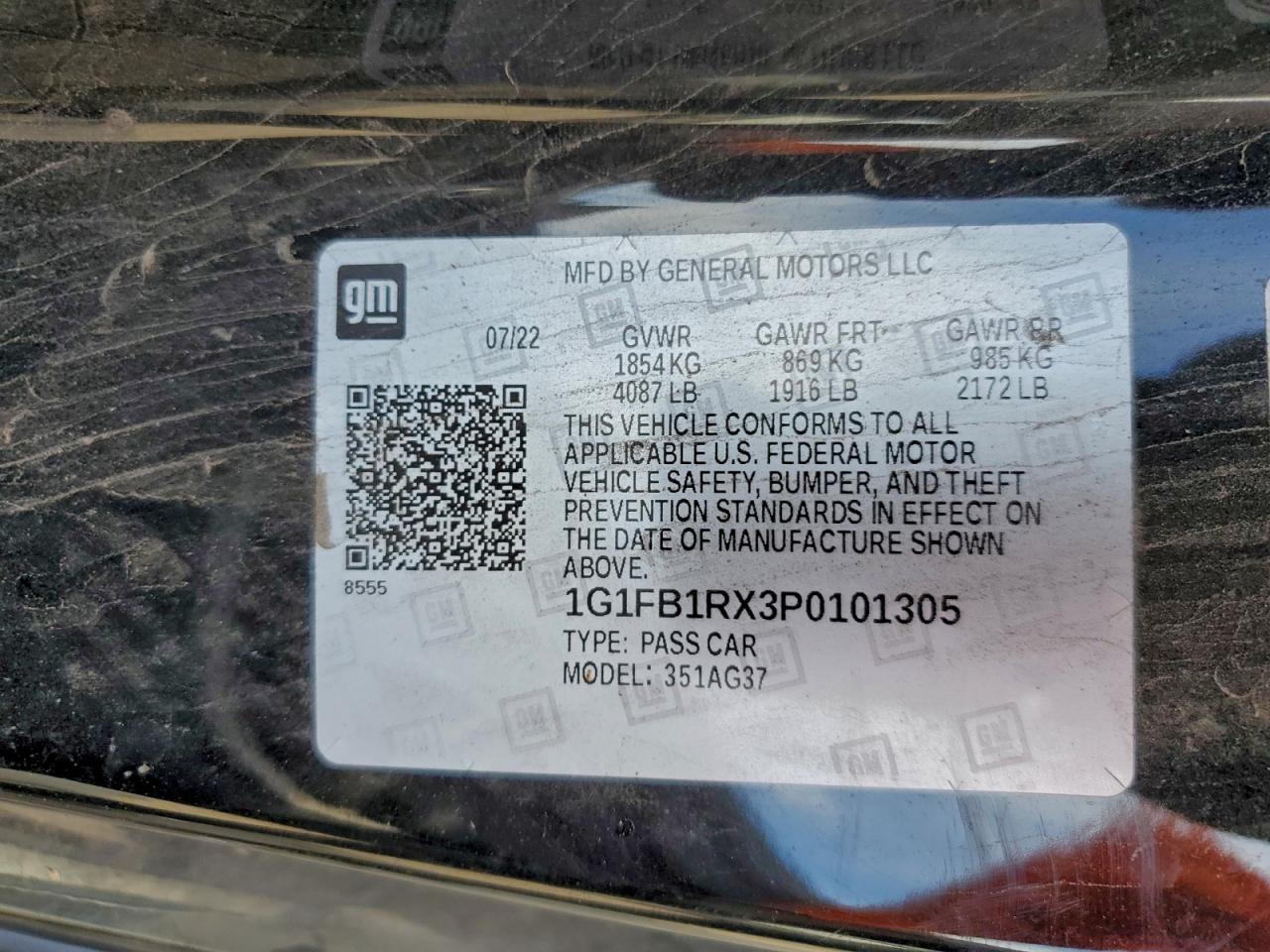 2023 Chevrolet Camaro Ls VIN: 1G1FB1RX3P0101305 Lot: 93717445