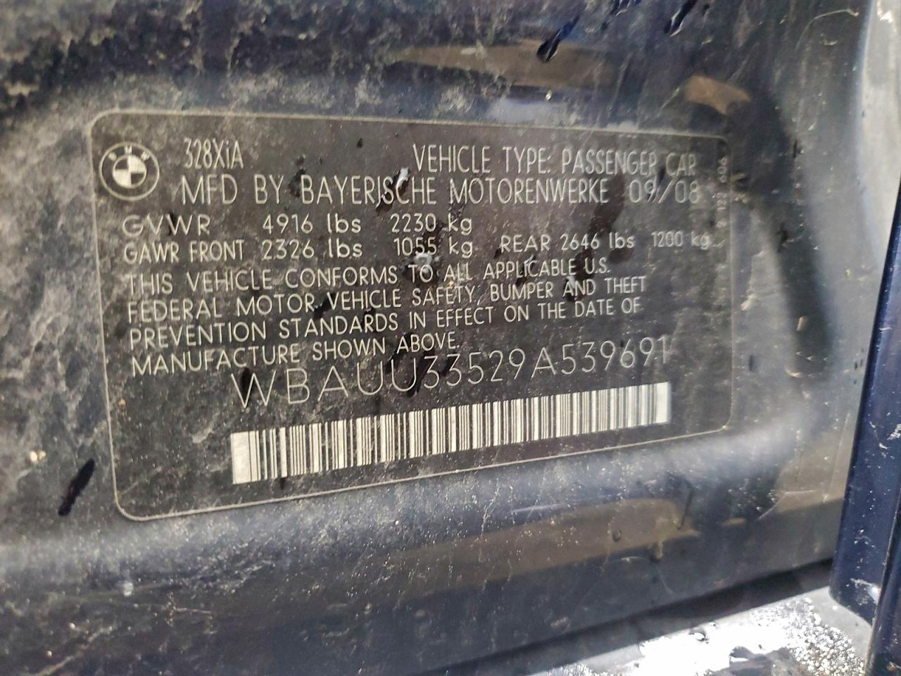 2009 BMW 328 Xit VIN: WBAUU33529A539691 Lot: 94794475
