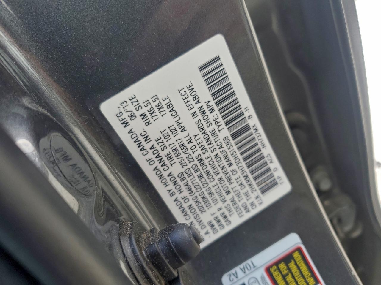 2013 Honda Cr-V Exl VIN: 2HKRM3H73DH515369 Lot: 93815675