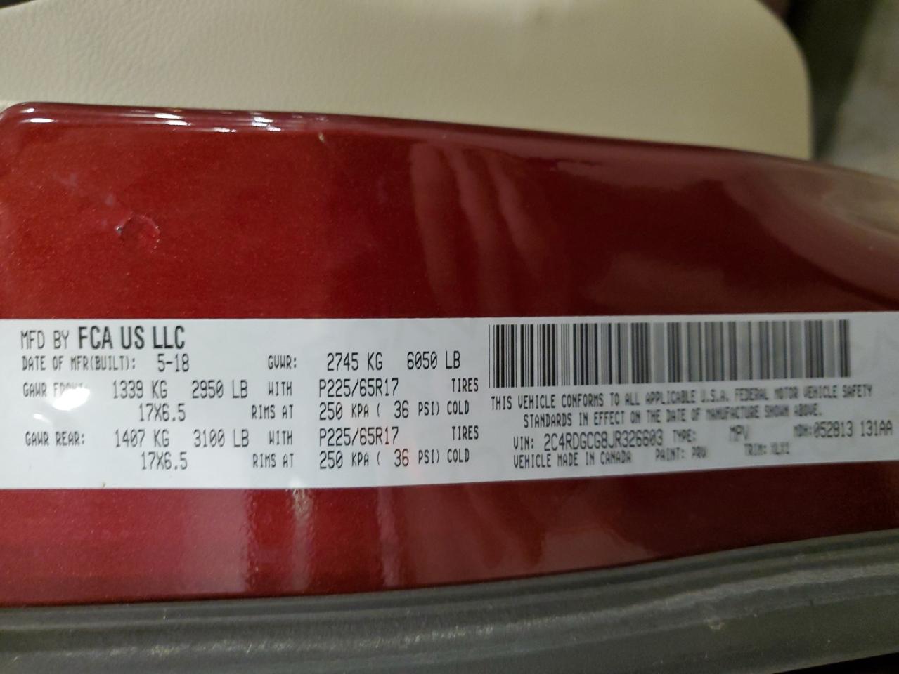 2018 Dodge Grand Caravan Sxt VIN: 2C4RDGCG8JR326603 Lot: 91804775