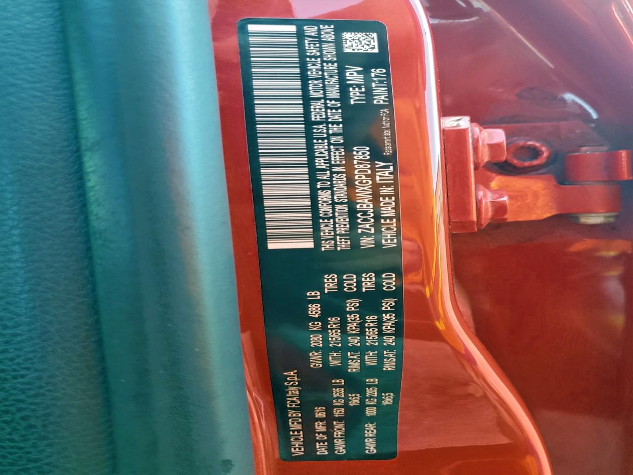 2016 Jeep Renegade Sport VIN: ZACCJBAWXGPD87850 Lot: 93879055