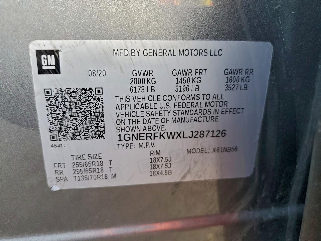 2020 Chevrolet Traverse Ls VIN: 1GNERFKWXLJ287126 Lot: 93876895