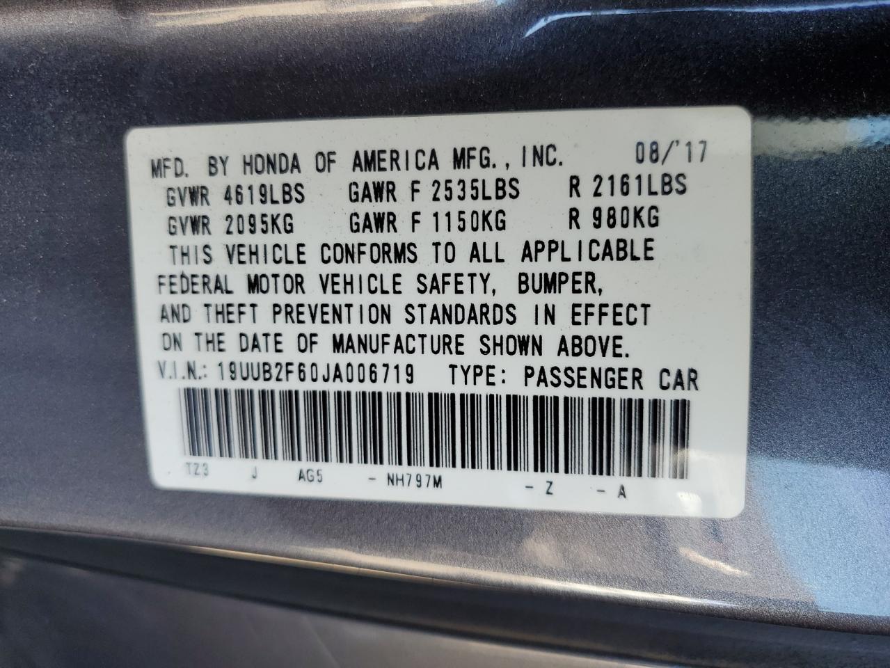 2018 Acura Tlx Tech+A VIN: 19UUB2F60JA006719 Lot: 91128385