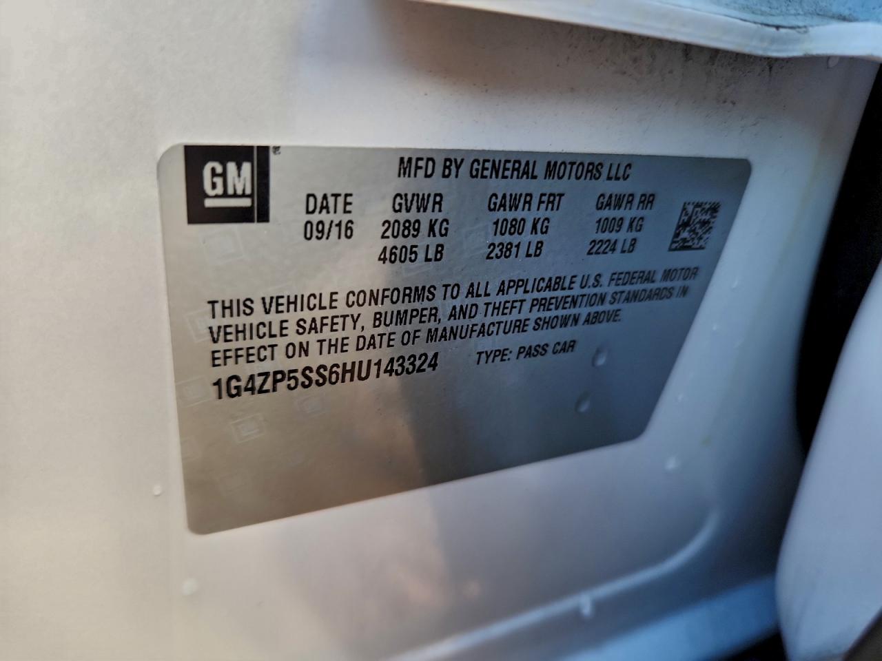 2017 Buick Lacrosse Essence VIN: 1G4ZP5SS6HU143324 Lot: 93834425