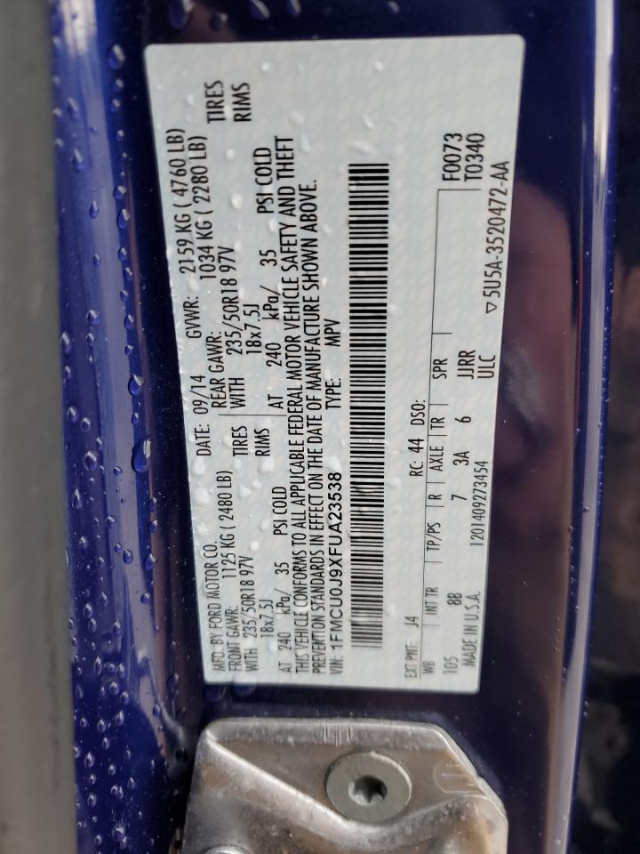 2015 Ford Escape Titanium VIN: 1FMCU0J9XFUA23538 Lot: 91763035