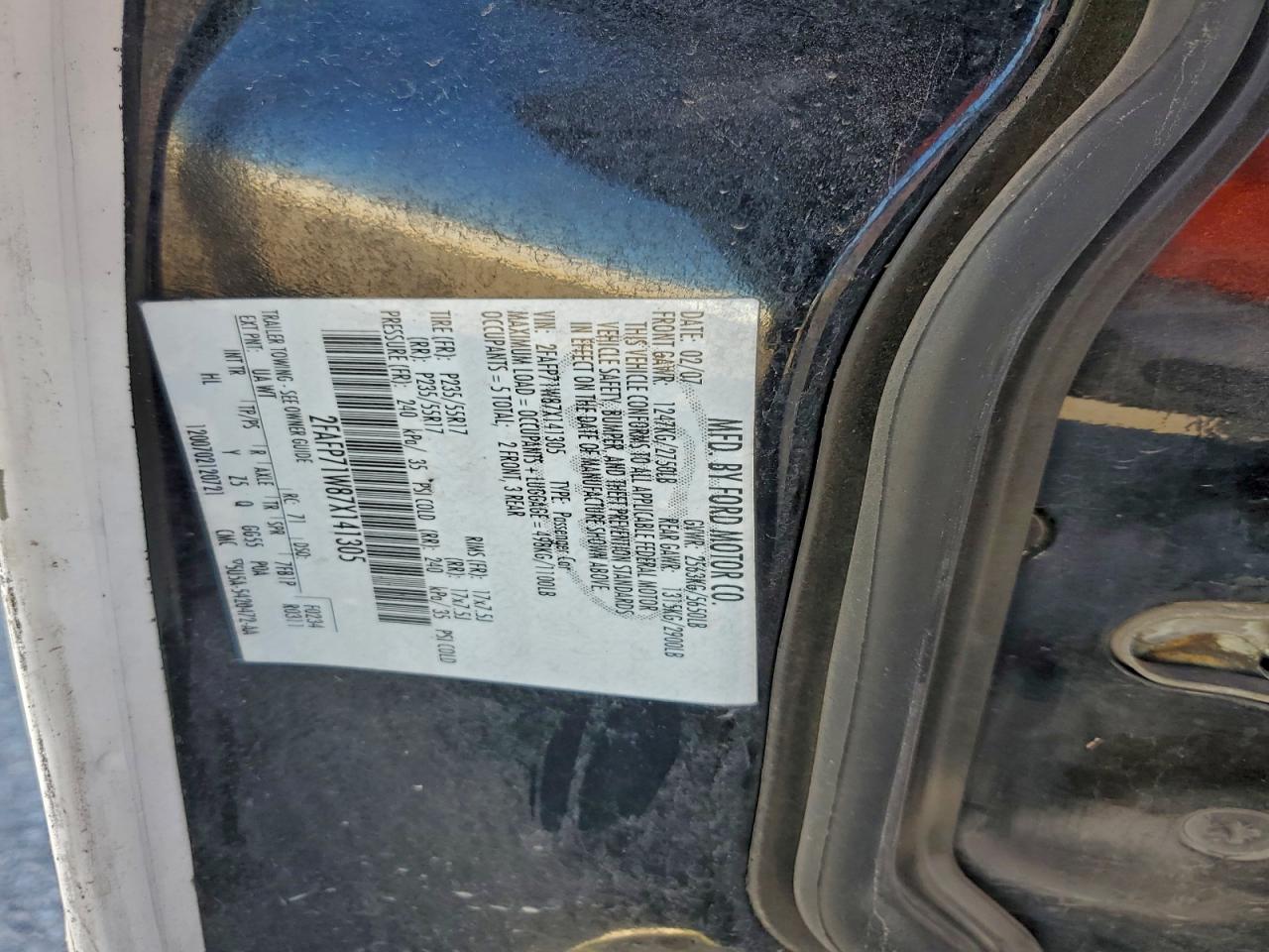 2007 Ford Crown Victoria Police Interceptor VIN: 2FAFP71W87X141305 Lot: 93990695