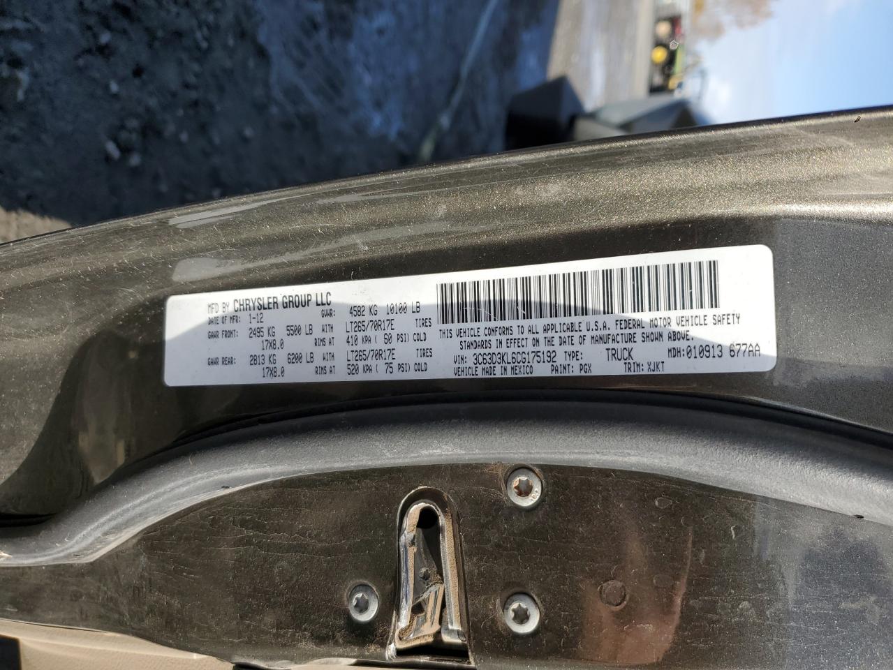 2012 Dodge Ram 3500 Longhorn VIN: 3C63D3KL6CG175192 Lot: 87259245