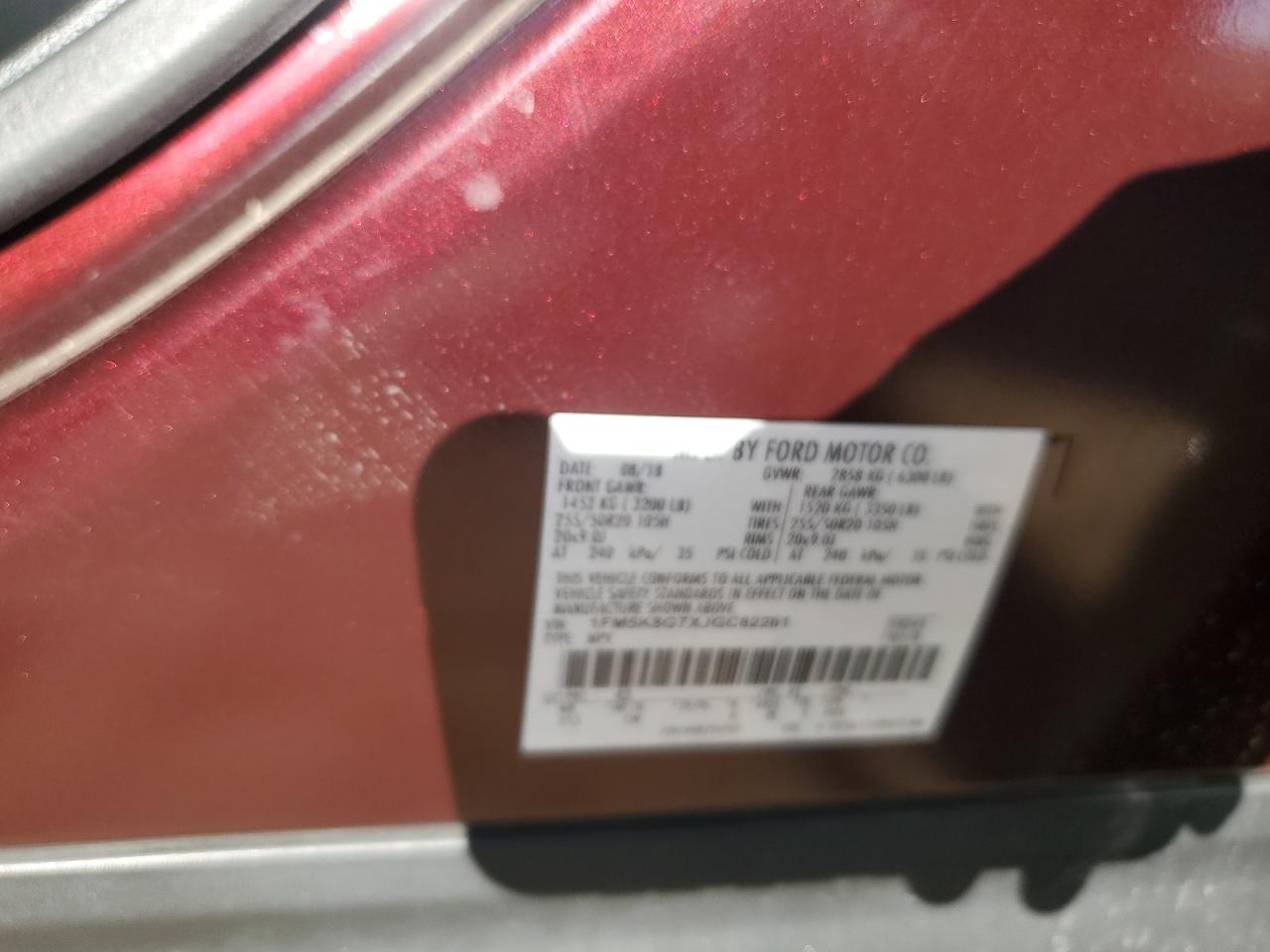 2018 Ford Explorer Sport VIN: 1FM5K8GTXJGC82201 Lot: 91509785