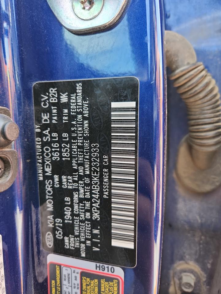 2019 Kia Rio S VIN: 3KPA24AB3KE232933 Lot: 91300555