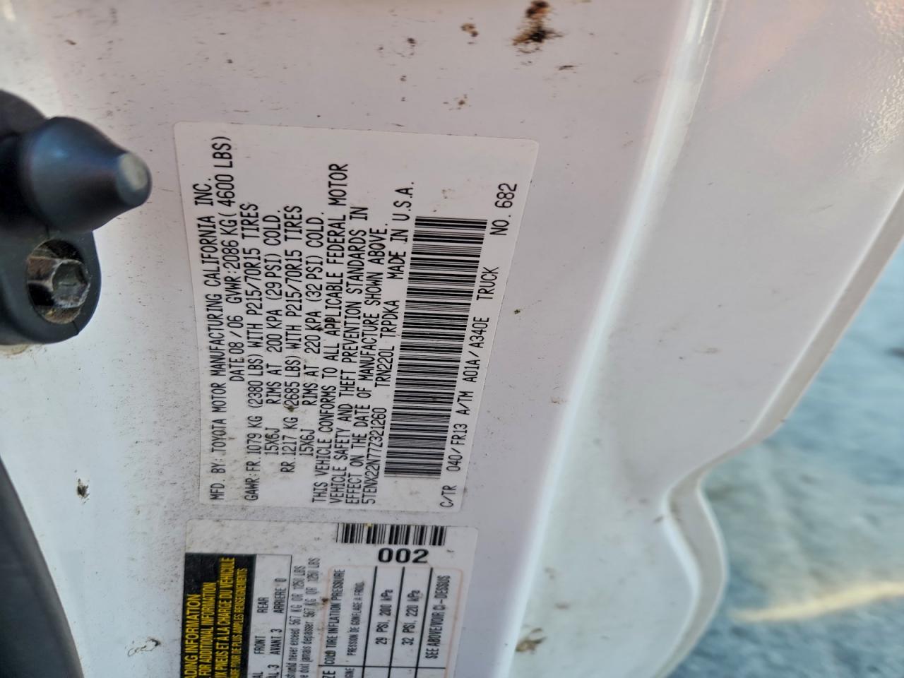 2007 Toyota Tacoma VIN: 5TENX22N77Z321260 Lot: 94170015