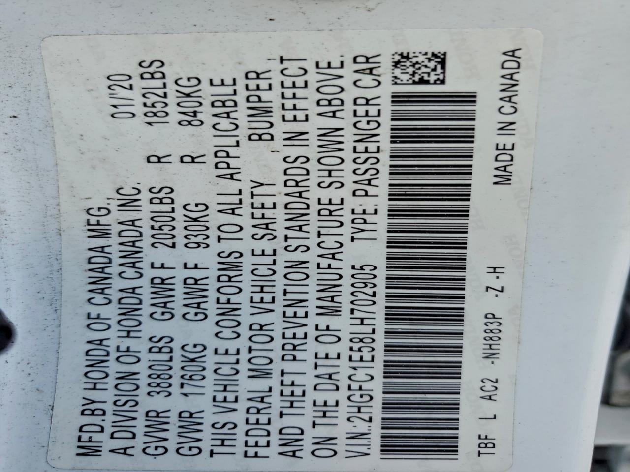 2020 Honda Civic Si VIN: 2HGFC1E58LH702905 Lot: 93306085