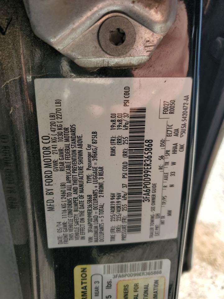 2014 Ford Fusion Titanium VIN: 3FA6P0D99ER365868 Lot: 91915655