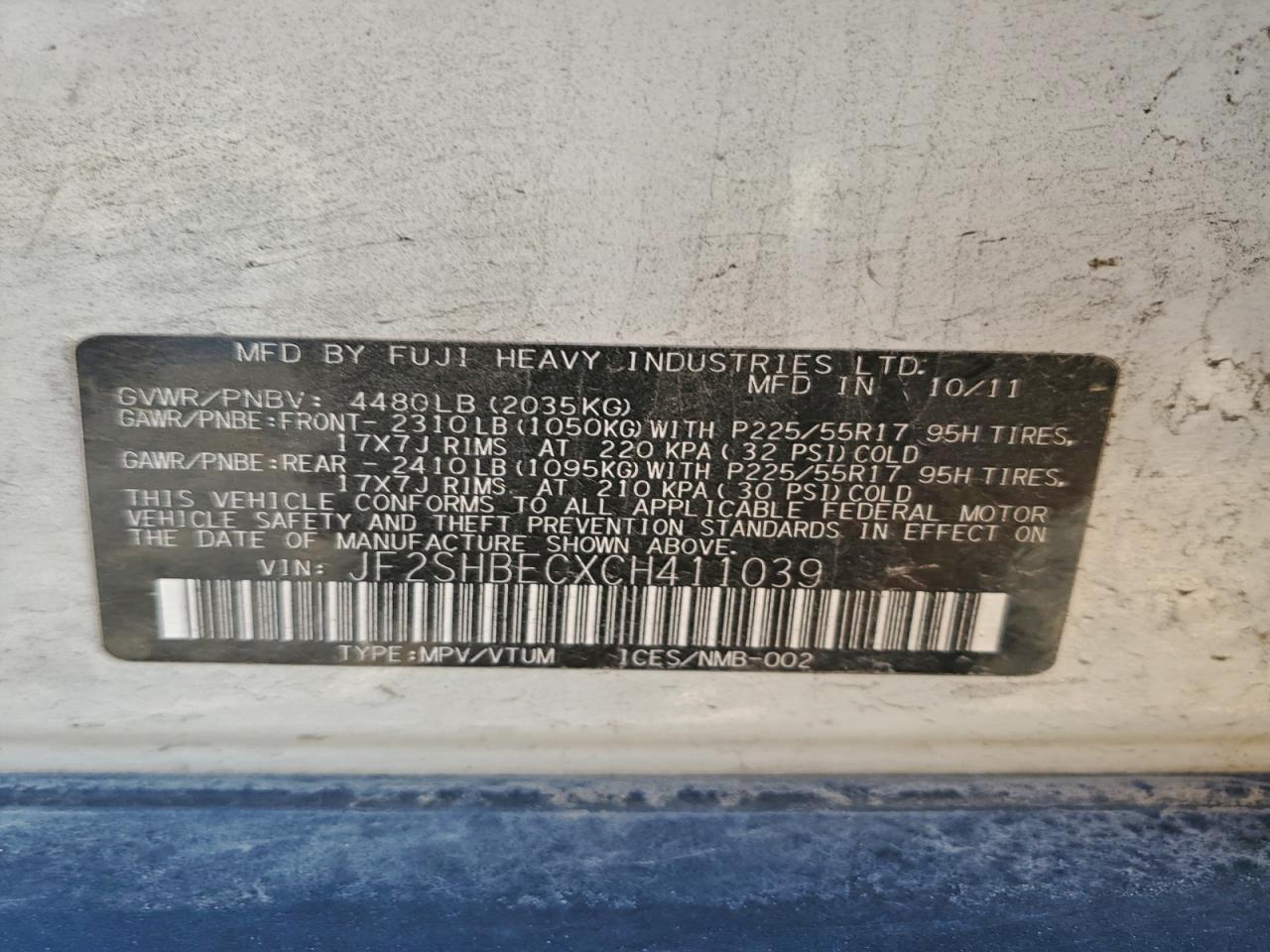 2012 Subaru Forester Limited VIN: JF2SHBECXCH411039 Lot: 94448755