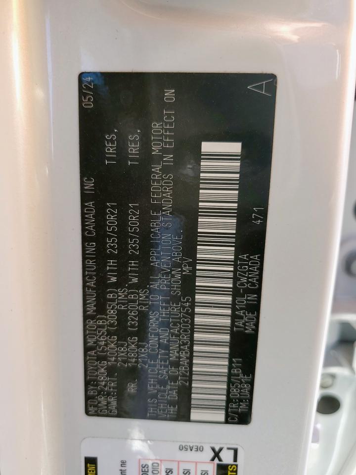 2024 Lexus Rx 350 Base VIN: 2T2BAMBA3RC037545 Lot: 93009295