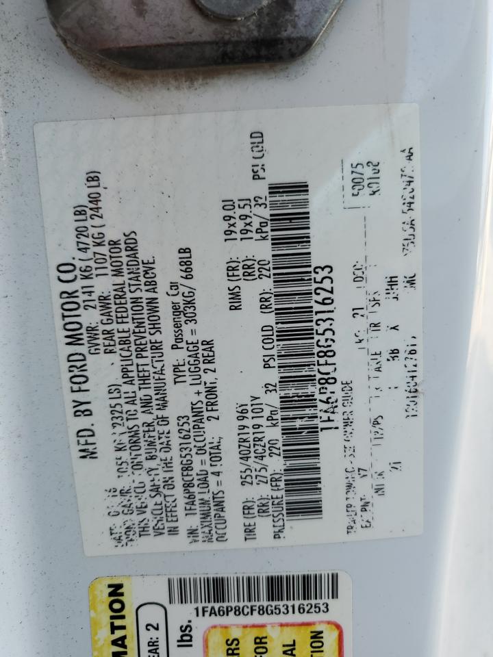 2016 Ford Mustang Gt VIN: 1FA6P8CF8G5316253 Lot: 93552145