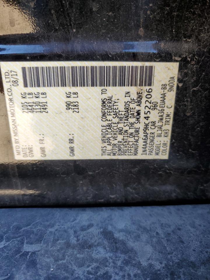 2017 Nissan Maxima 3.5S VIN: 1N4AA6AP9HC452206 Lot: 91585815