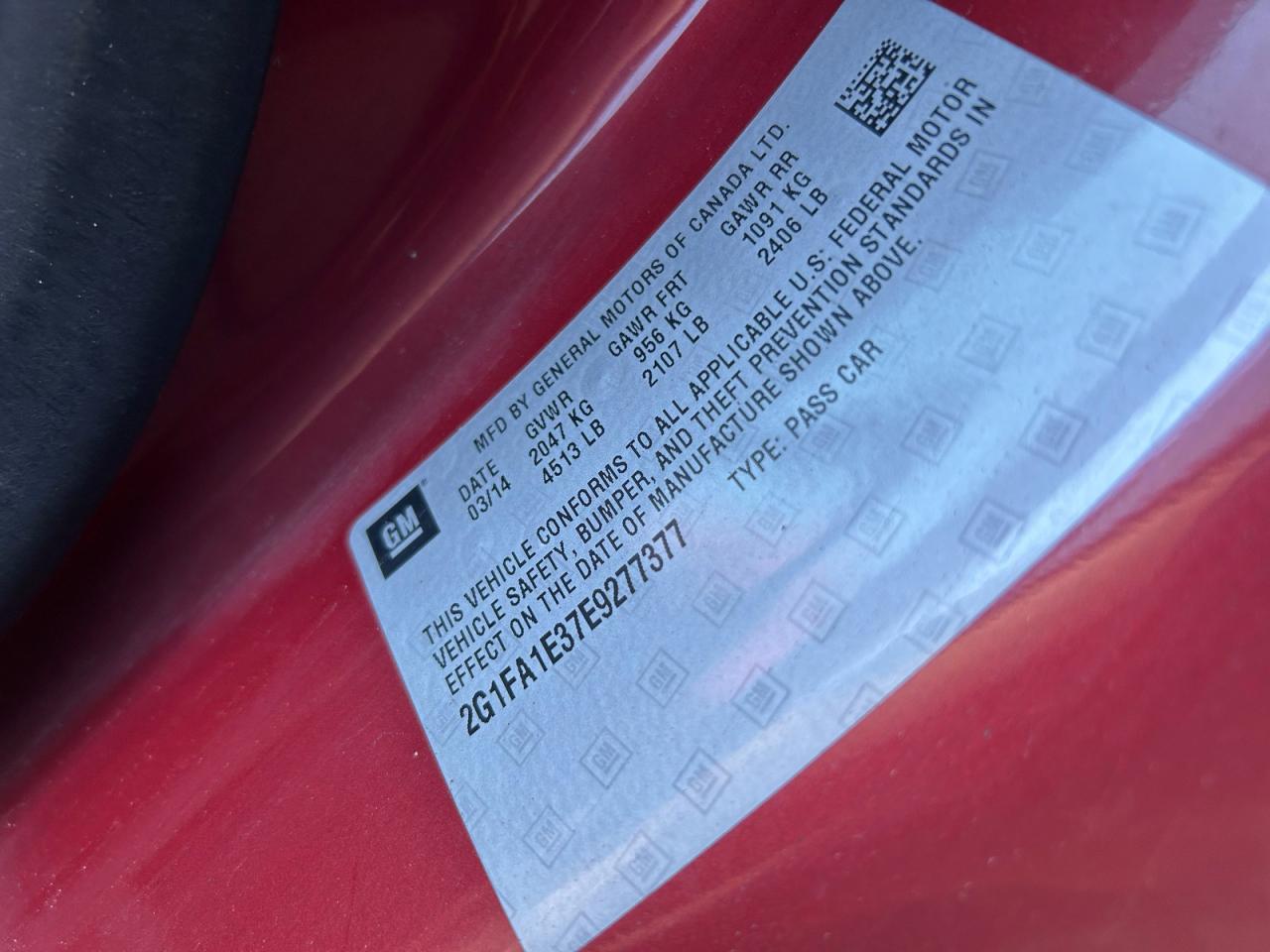 Фото: 2G1FA1E37E9277377