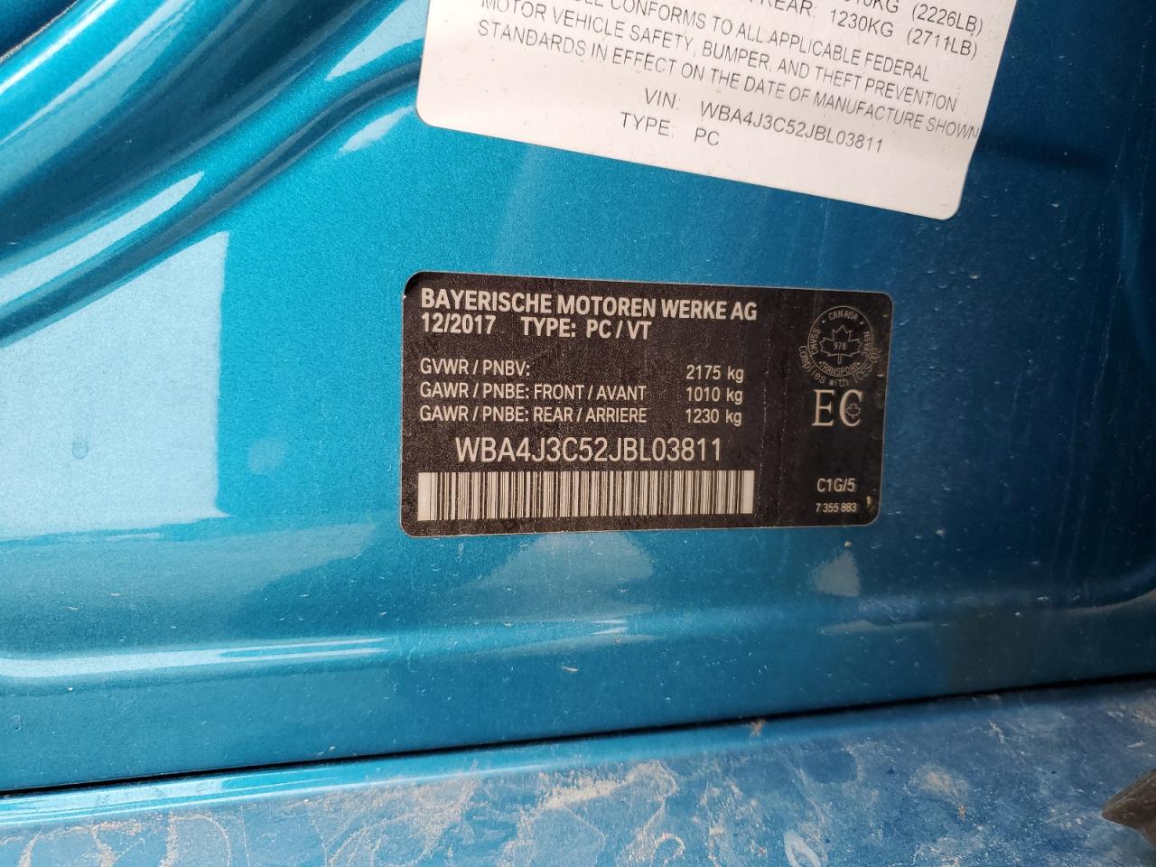 2018 BMW 430Xi Gran Coupe VIN: WBA4J3C52JBL03811 Lot: 93120205