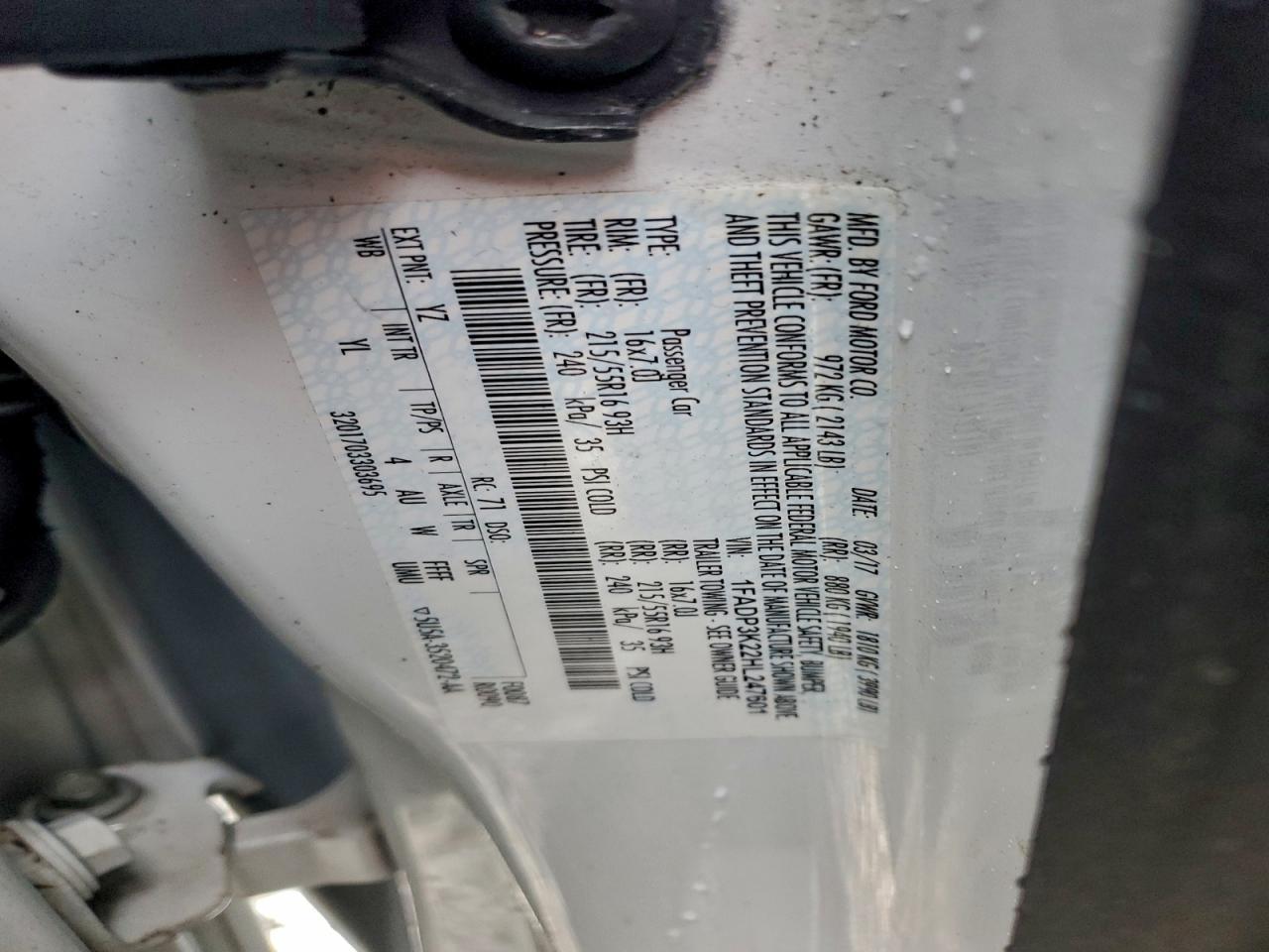 2017 Ford Focus Se VIN: 1FADP3K22HL247601 Lot: 93417755