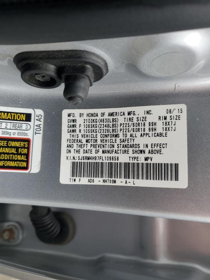 2015 Honda Cr-V Touring VIN: 5J6RM4H97FL109658 Lot: 92275355