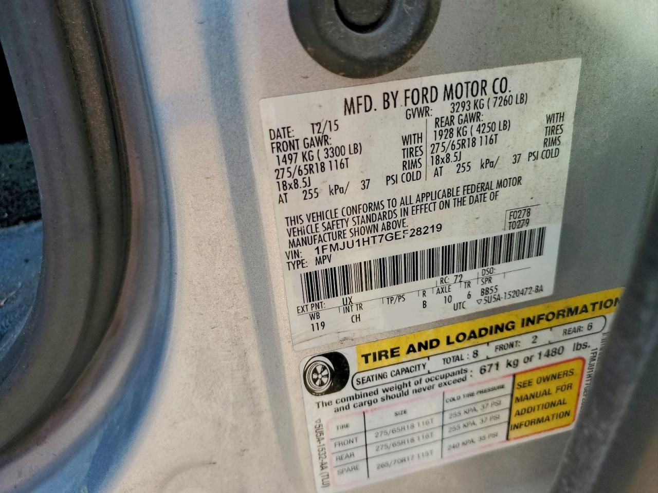 2016 Ford Expedition Xlt VIN: 1FMJU1HT7GEF28219 Lot: 93847435