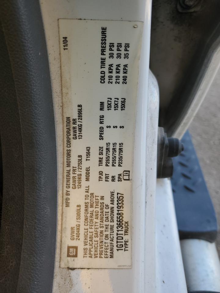 2005 GMC Canyon VIN: 1GTDT136658193357 Lot: 92740975