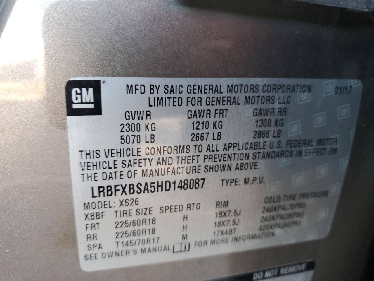 2017 Buick Envision Essence VIN: LRBFXBSA5HD148087 Lot: 92269095