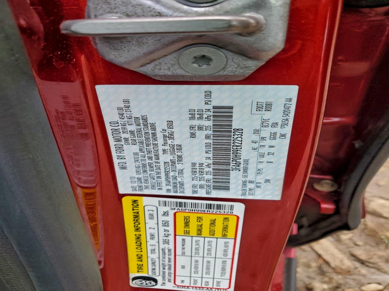 2014 Ford Fusion Se VIN: 3FA6P0H99ER225328 Lot: 94344655