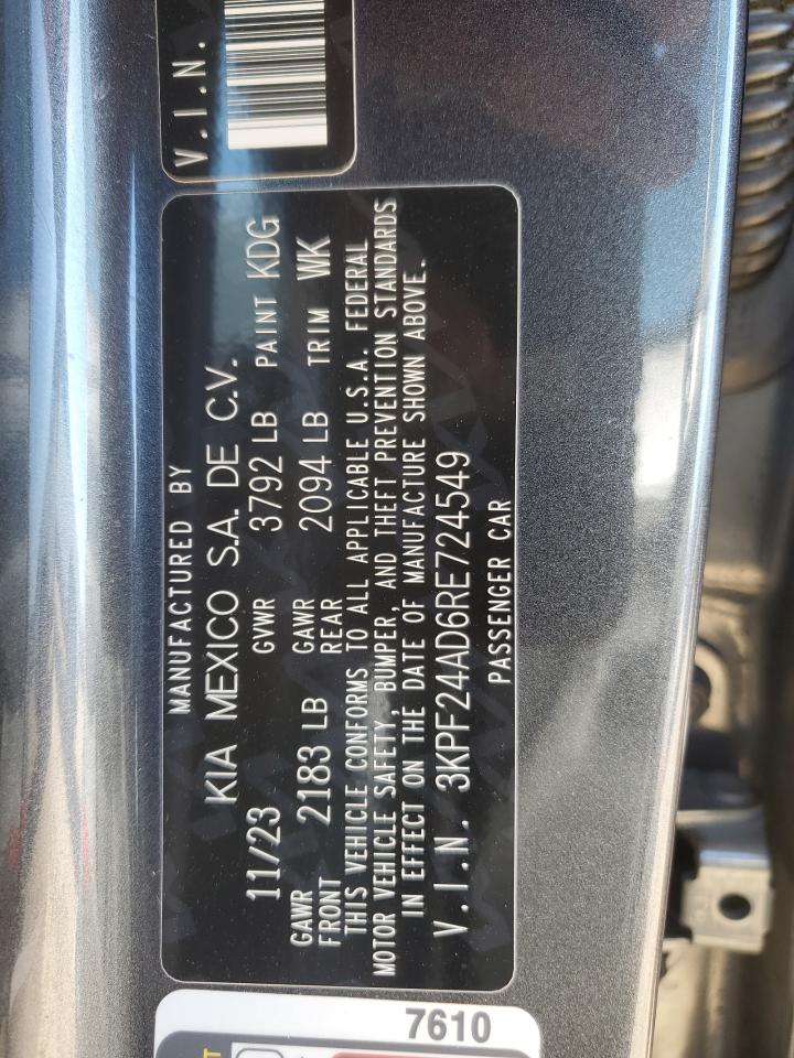 2024 Kia Forte Lx VIN: 3KPF24AD6RE724549 Lot: 91777995