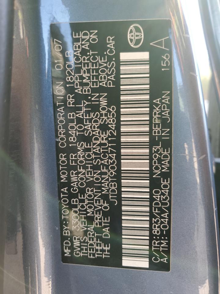 2007 Toyota Yaris VIN: JTDBT903471124856 Lot: 92058935