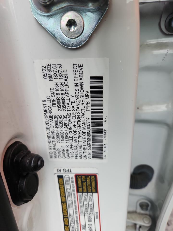 2022 Honda Cr-V Exl VIN: 5J6RT6H80NL037707 Lot: 90899975