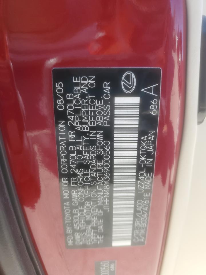 2006 Lexus Sc 430 VIN: JTHFN48Y369000560 Lot: 89508725