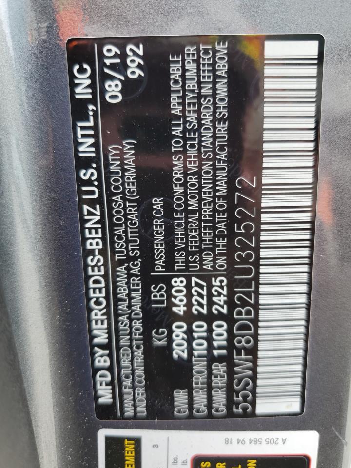 2020 Mercedes-Benz C 300 VIN: 55SWF8DB2LU325272 Lot: 91898255