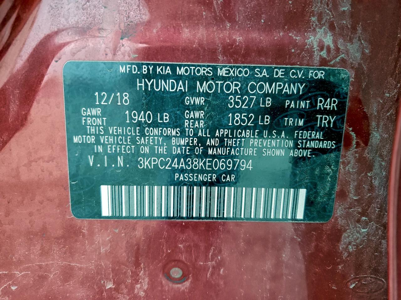 2019 Hyundai Accent Se VIN: 3KPC24A38KE069794 Lot: 93617285