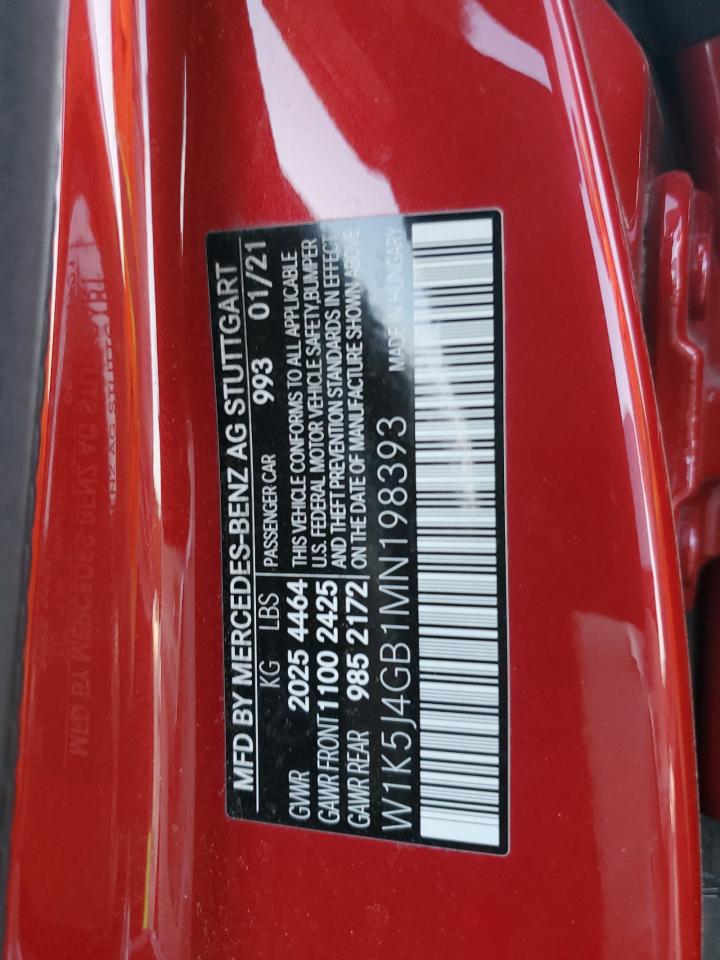 2021 Mercedes-Benz Cla 250 VIN: W1K5J4GB1MN198393 Lot: 93420245