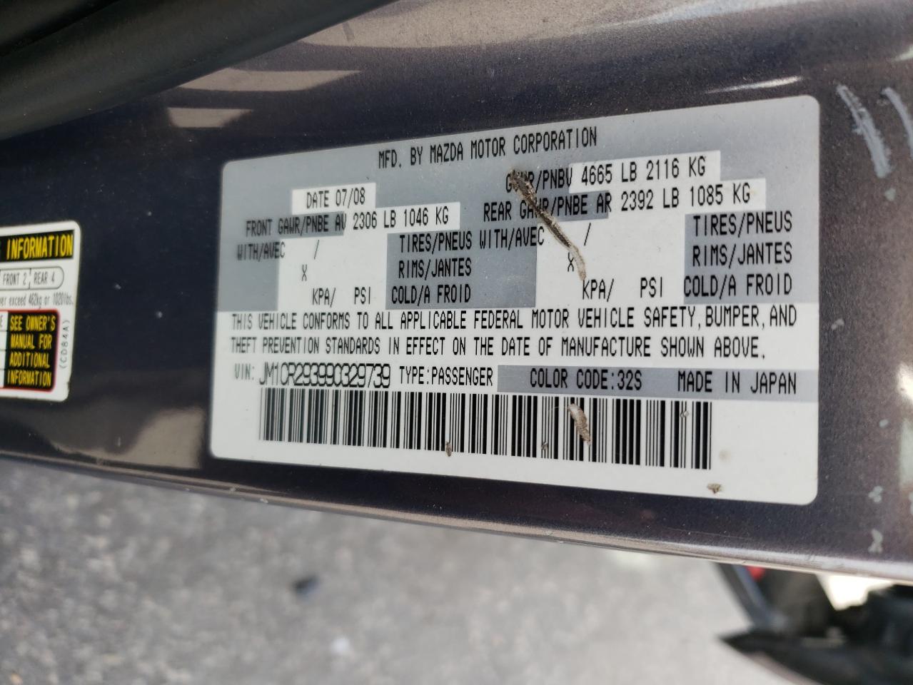 2009 Mazda 5 VIN: JM1CR293990329739 Lot: 92889465