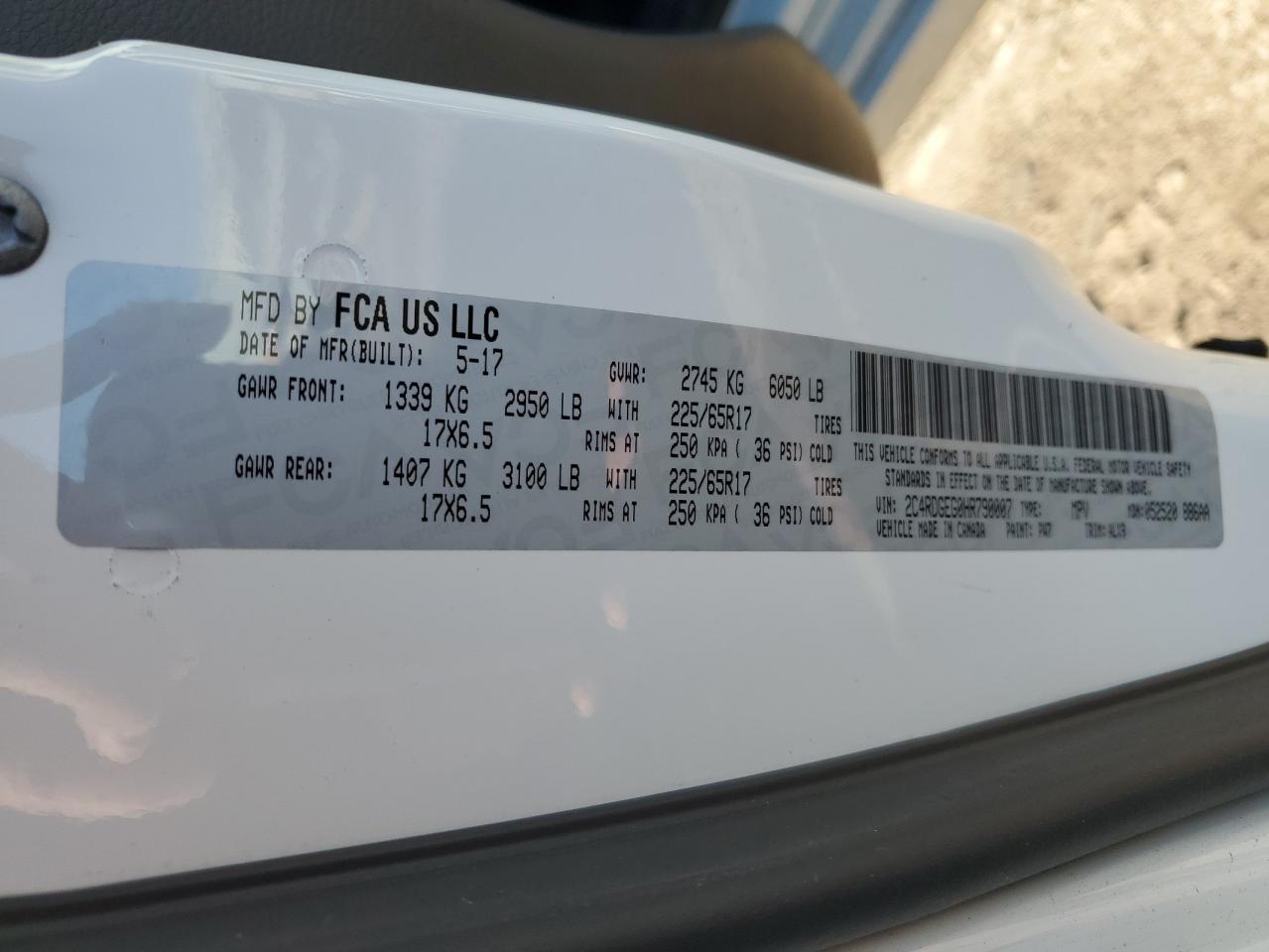 2017 Dodge Grand Caravan Gt VIN: 2C4RDGEG0HR790007 Lot: 91117115