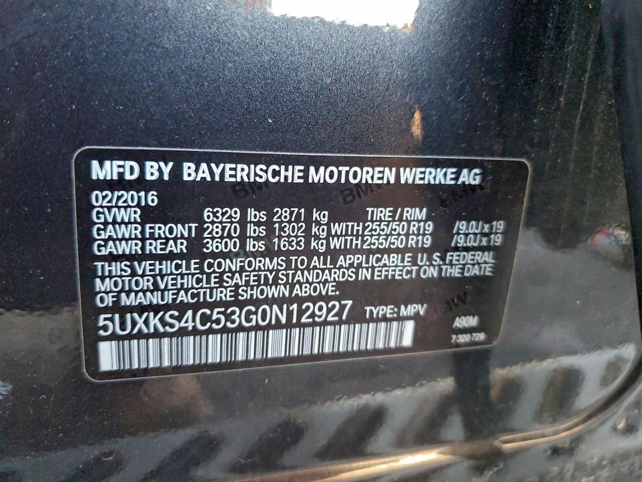 2016 BMW X5 xDrive35D VIN: 5UXKS4C53G0N12927 Lot: 94102595