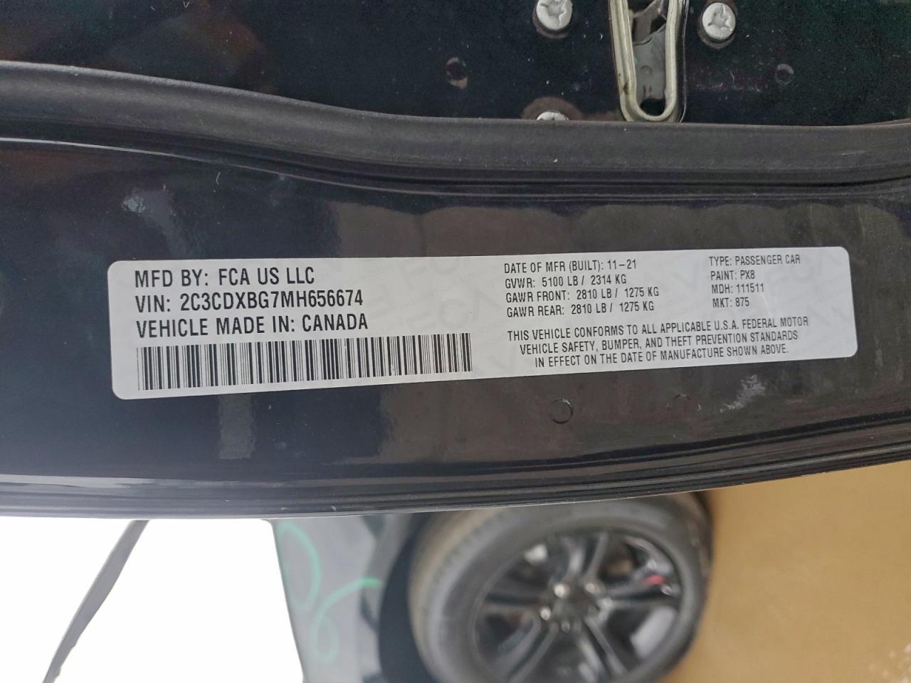 2021 Dodge Charger Sxt VIN: 2C3CDXBG7MH656674 Lot: 93905285