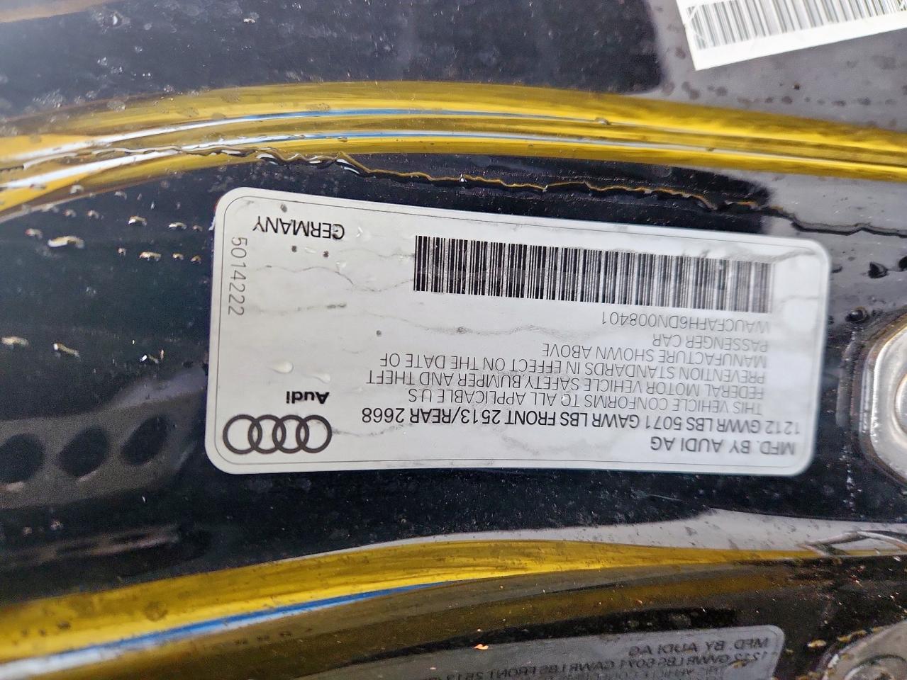 2013 Audi A5 Premium VIN: WAUCFAFH6DN008401 Lot: 93736965